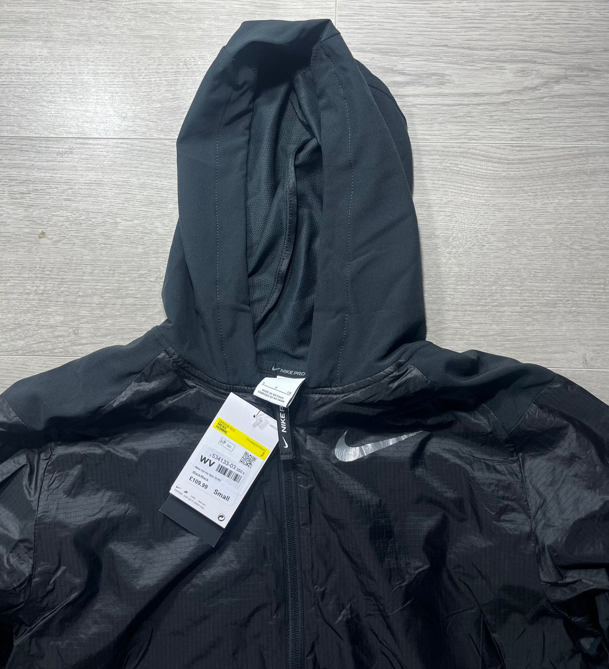 Men's Nike Pro Repel Half Zip Black Hooded Training Running Windbreaker Jacket - DM5536-100 - Size Small