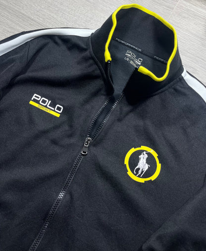 Polo Sport Ralph Lauren Track Fleece Zip Jacket Black Yellow White Size Large