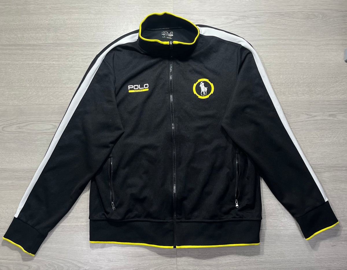 Polo Sport Ralph Lauren Track Fleece Zip Jacket Black Yellow White Size Large