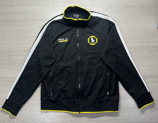 Polo Sport Ralph Lauren Track Fleece Zip Jacket Black Yellow White Size Large