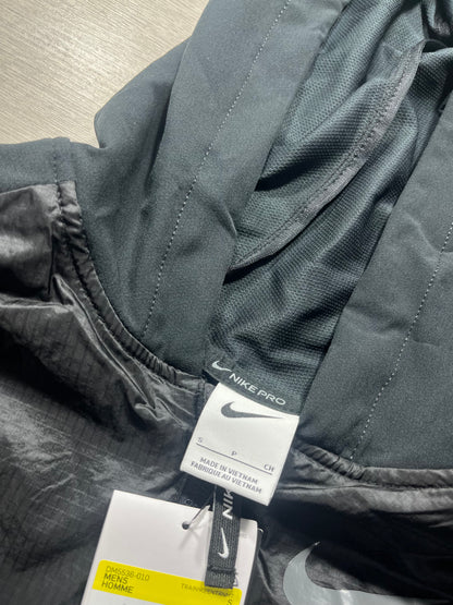 Men's Nike Pro Repel Half Zip Black Hooded Training Running Windbreaker Jacket - DM5536-100 - Size Small